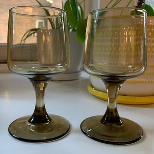 2 MCM Smokey vintage wine glasses
